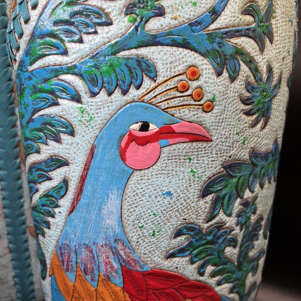 Carrie Cameron Peacock Boots Women's 8.5B Hand Tooled Painted Leather Western - Picture 9 of 16